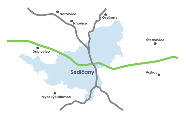 Mapa pokrytí oblasti Sedlčanska